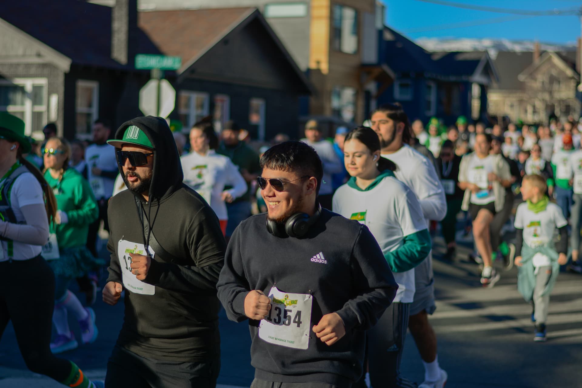 Smiles and headphones through the middle of the pack
