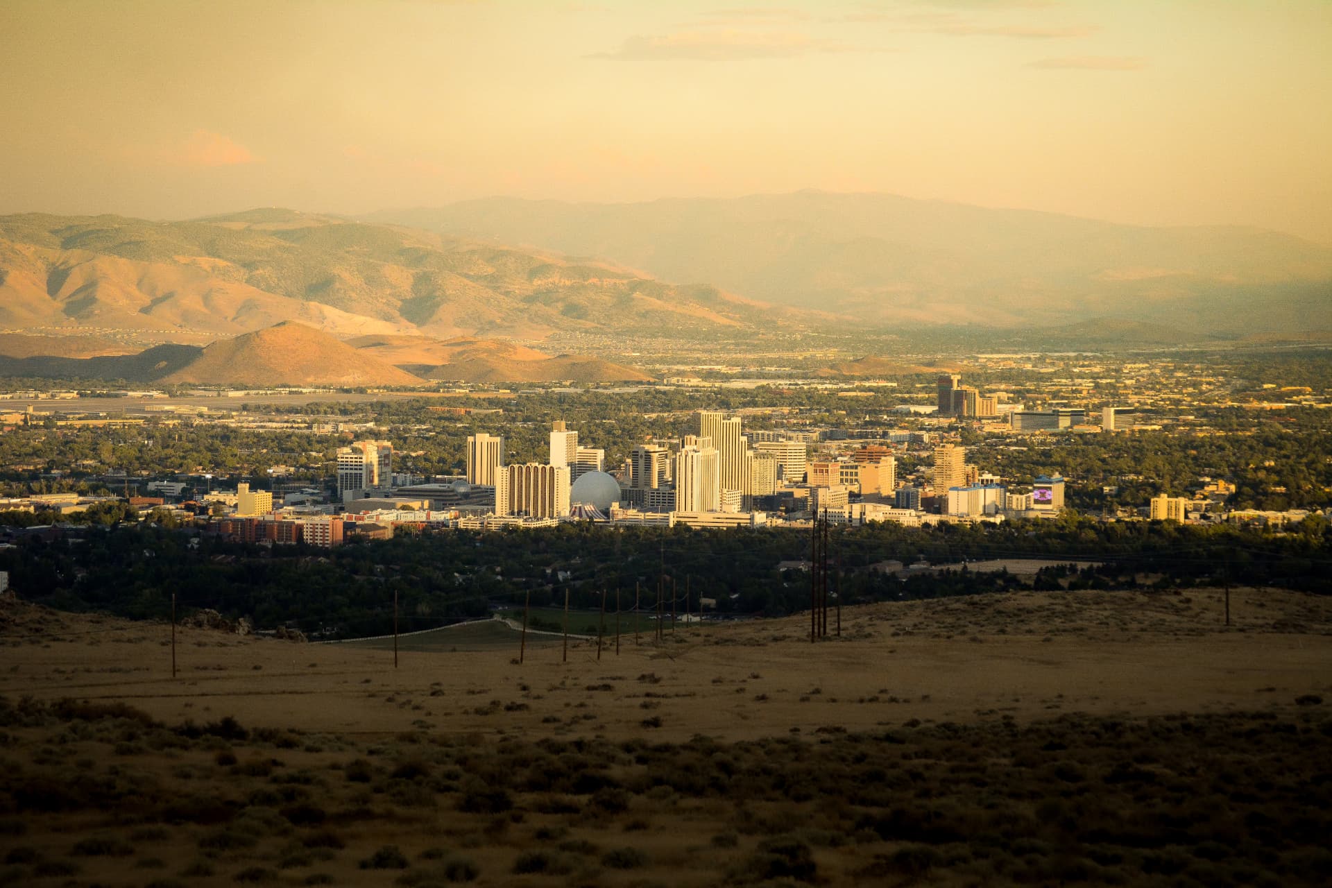 The Reno skyline at golden hour