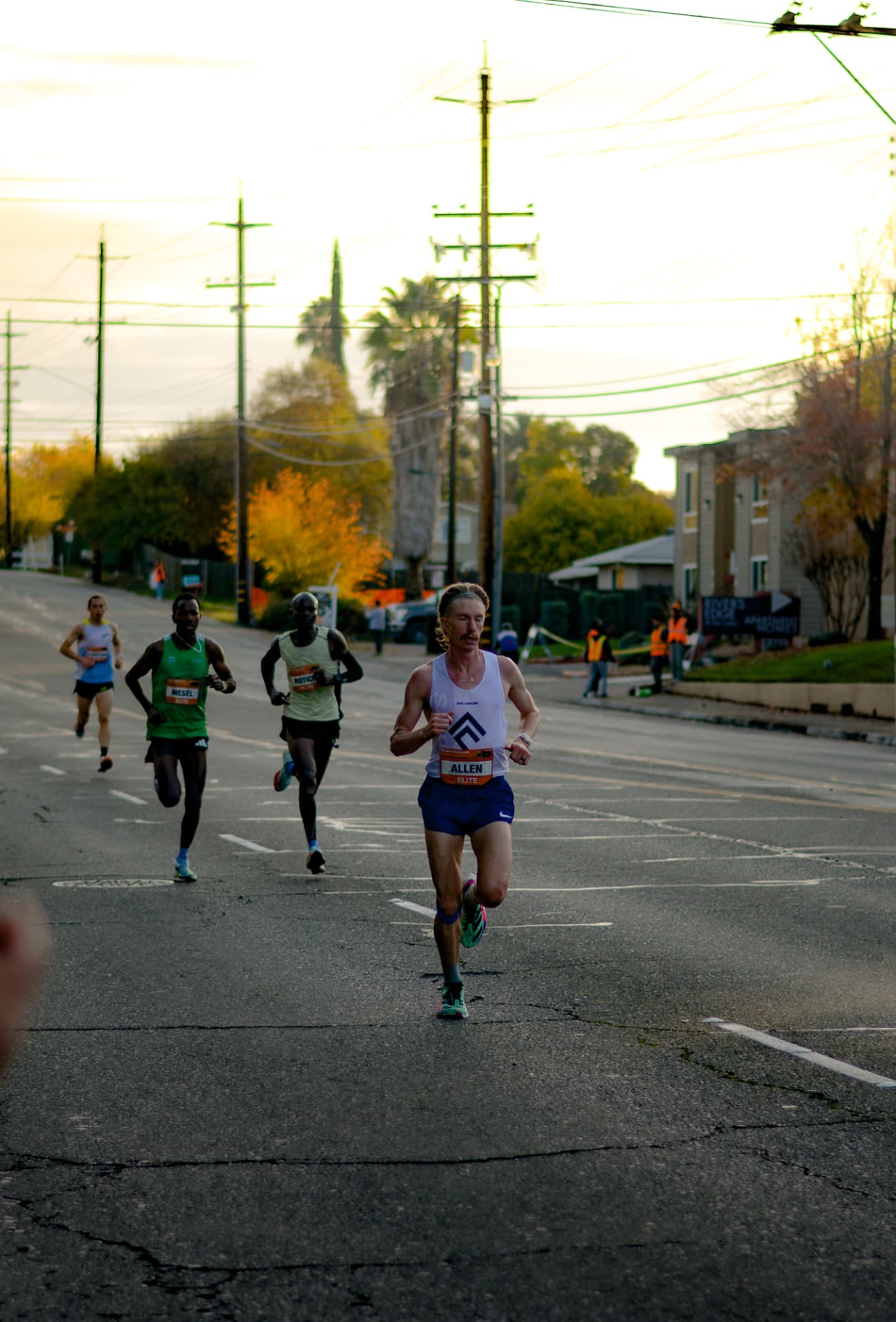Race leaders in the early morning miles
